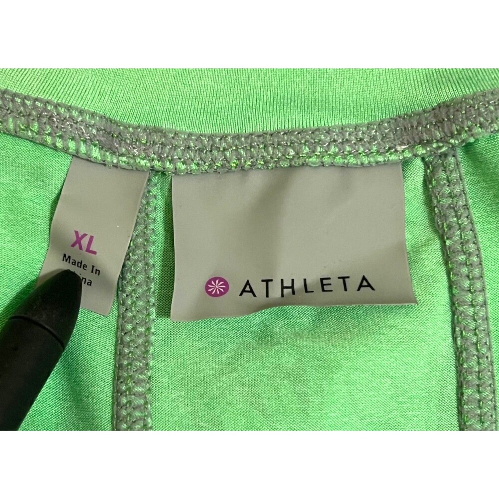 ATHLETA Bright Green Northern Lights Reflective Tank Top Athletic Running XL NWT - Picture 4 of 8